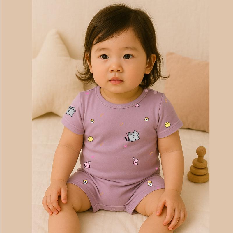 Baby Bamboo Short Rompers Newborn Toddler Soft Comfortable Buttoned Bodysuit