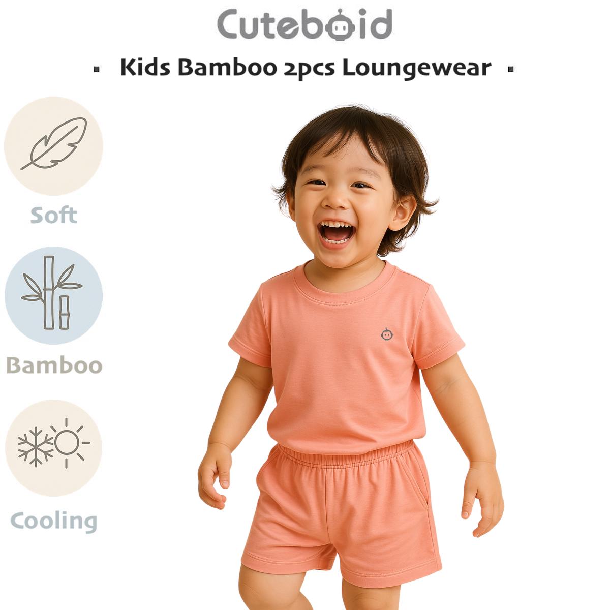 Kids Bamboo Loungewear Children Short Sleeve and Pants Comfortable Casual Wear Set