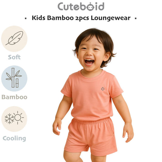 Kids Bamboo Loungewear Children Short Sleeve and Pants Comfortable Casual Wear Set