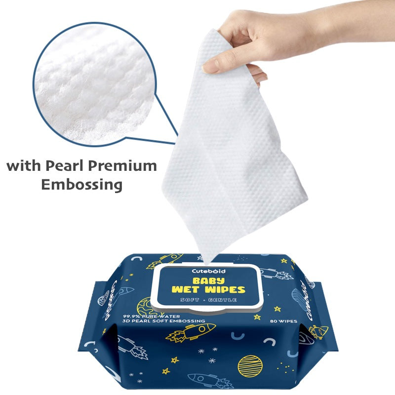Cuteboid Baby Wet Wipes 99.9% Pure Water 80pcs Thick and Moist Wet Tissue
