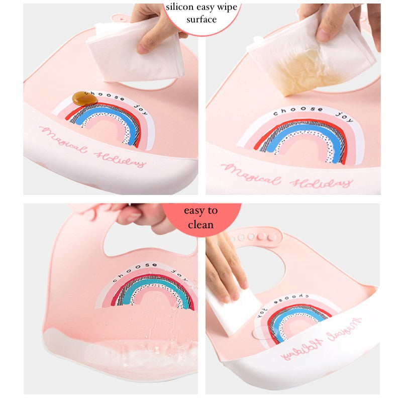 Baby Adjustable Feeding Silicone Bib Waterproof and Easy Clean