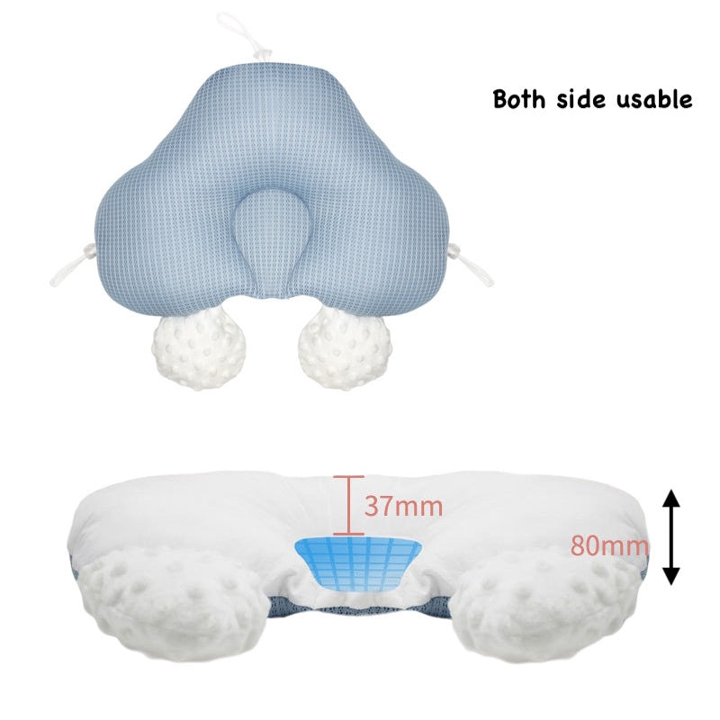 Baby Pillow with Bolster Soothing Minky Newborn 3D Flat Head Prevention