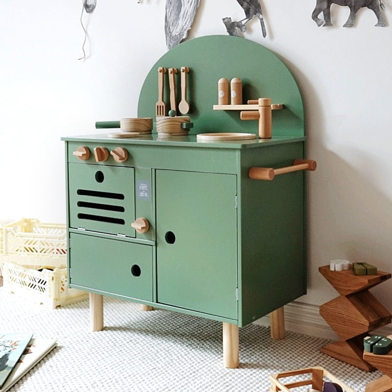 Kids Wooden Kitchen Cooking Pretend Play Toy Set