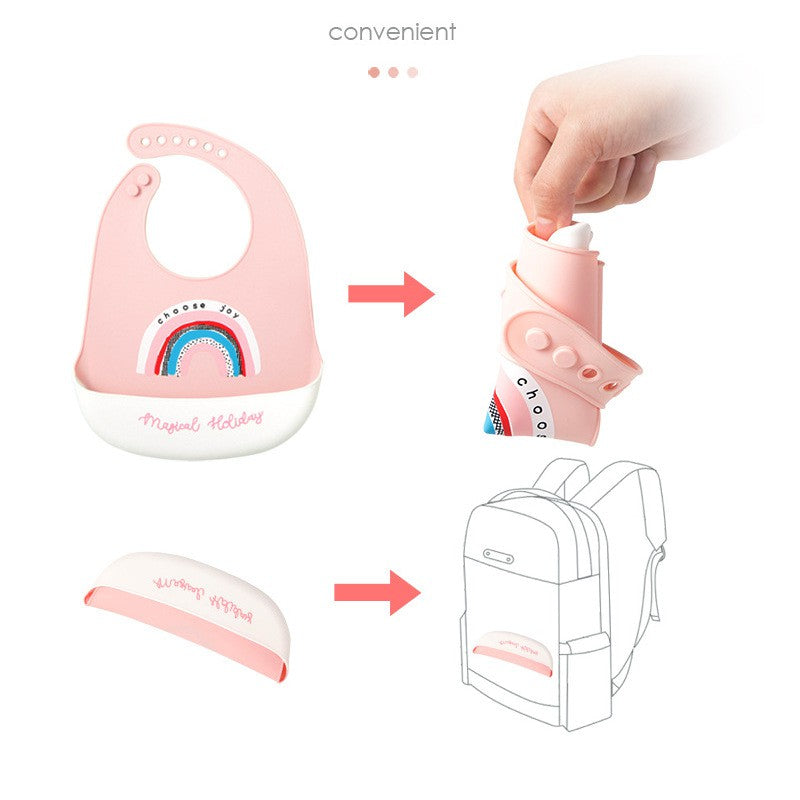 Baby Adjustable Feeding Silicone Bib Waterproof and Easy Clean