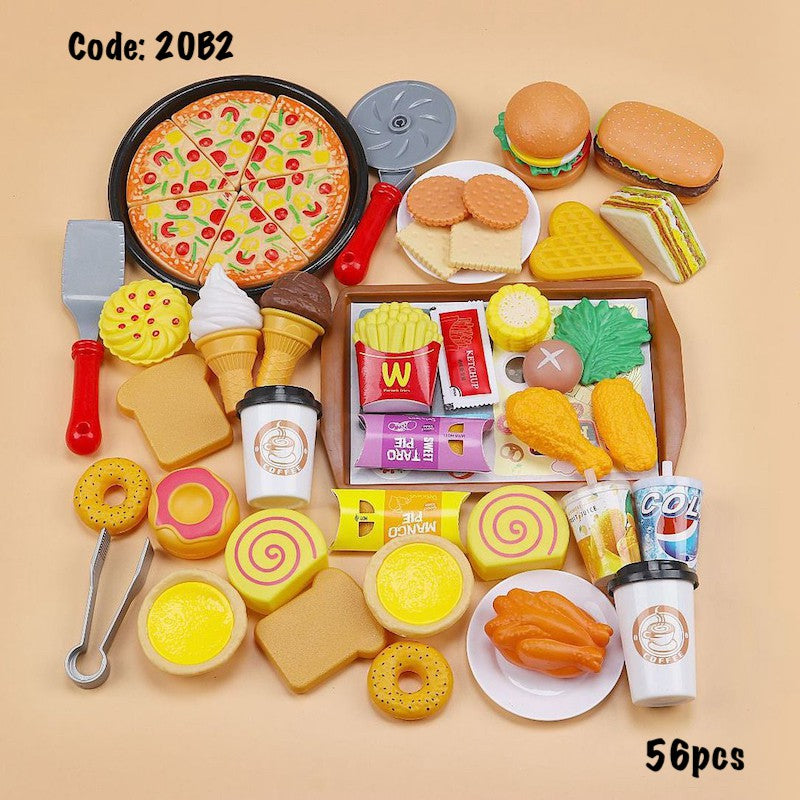 Kids 56pcs Pretend Play Breakfast Food Set 88pcs Children Toys