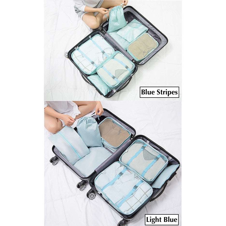 6 / 7Pcs Waterproof Luggage Organiser Travel Pouch with Belt