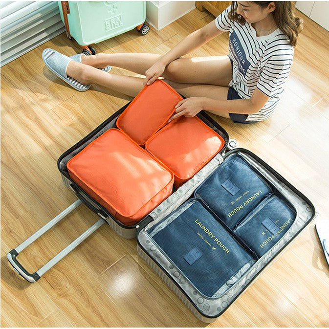 6Pcs Waterproof Travel Luggage Organiser with Packing Cube Storage
