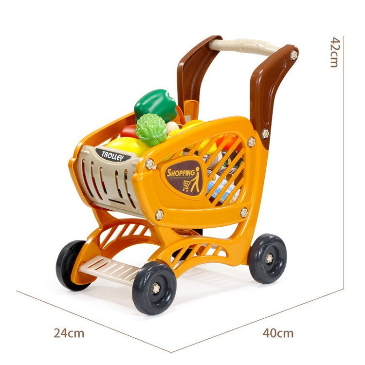 Children Pretend Play Trolley Toy Push Cart with 42Pcs Accessories