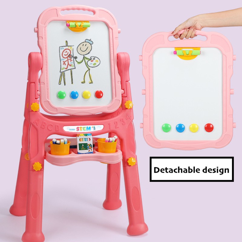 Children Multifunction Easel Drawing Board Adjustable Kids Blackboard and Whiteboard for Sketching