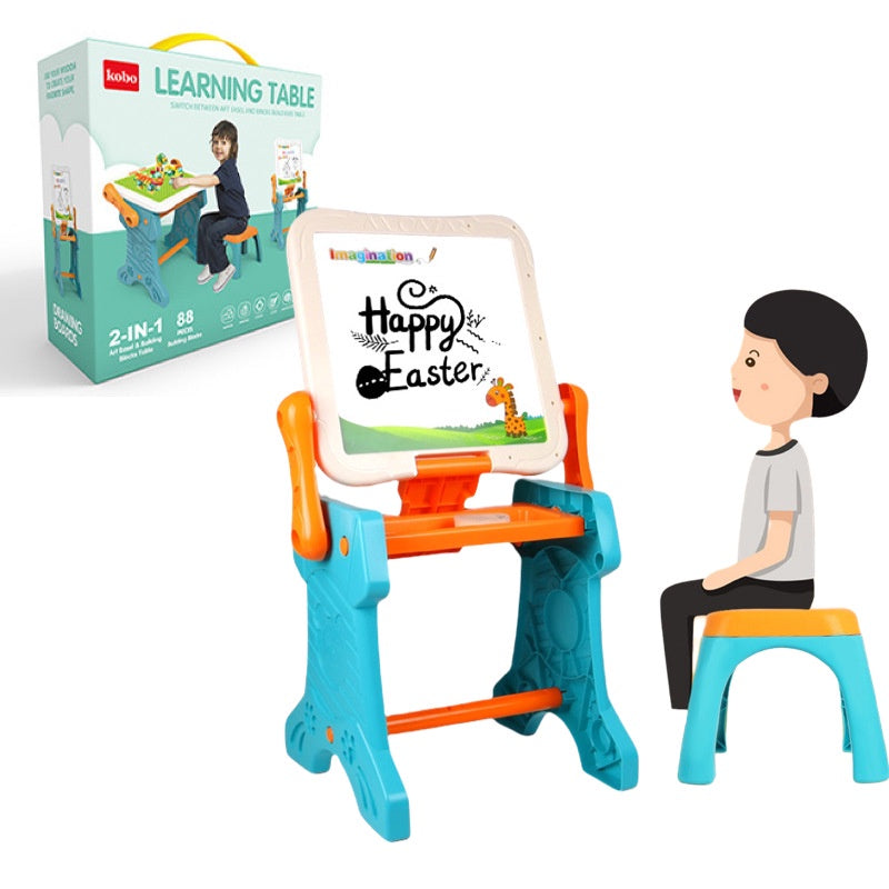 Convertible Kids Toy Blocks Table and Chair Set Nano and Big Block Bricks Toys