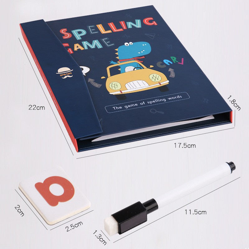 Kids Early Learning Spelling Book with Magnetic Marker Board for Alphabet Matching