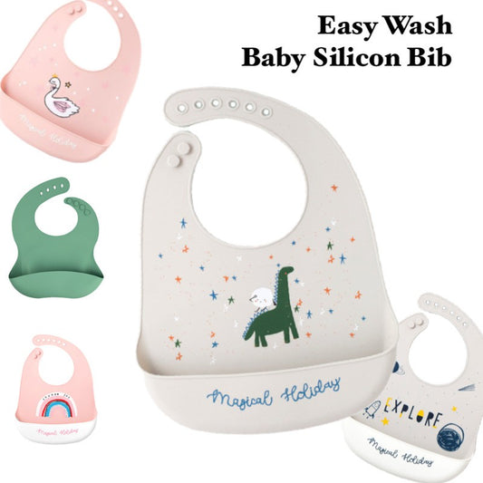 Baby Adjustable Feeding Silicone Bib Waterproof and Easy Clean