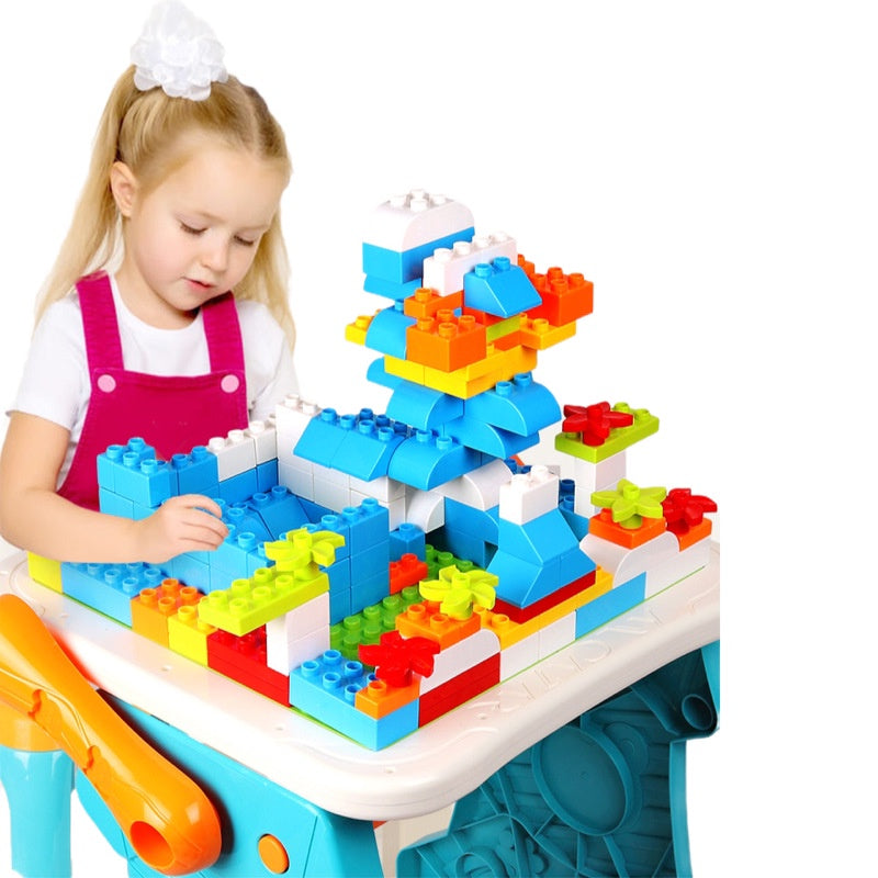 Convertible Kids Toy Blocks Table and Chair Set Nano and Big Block Bricks Toys