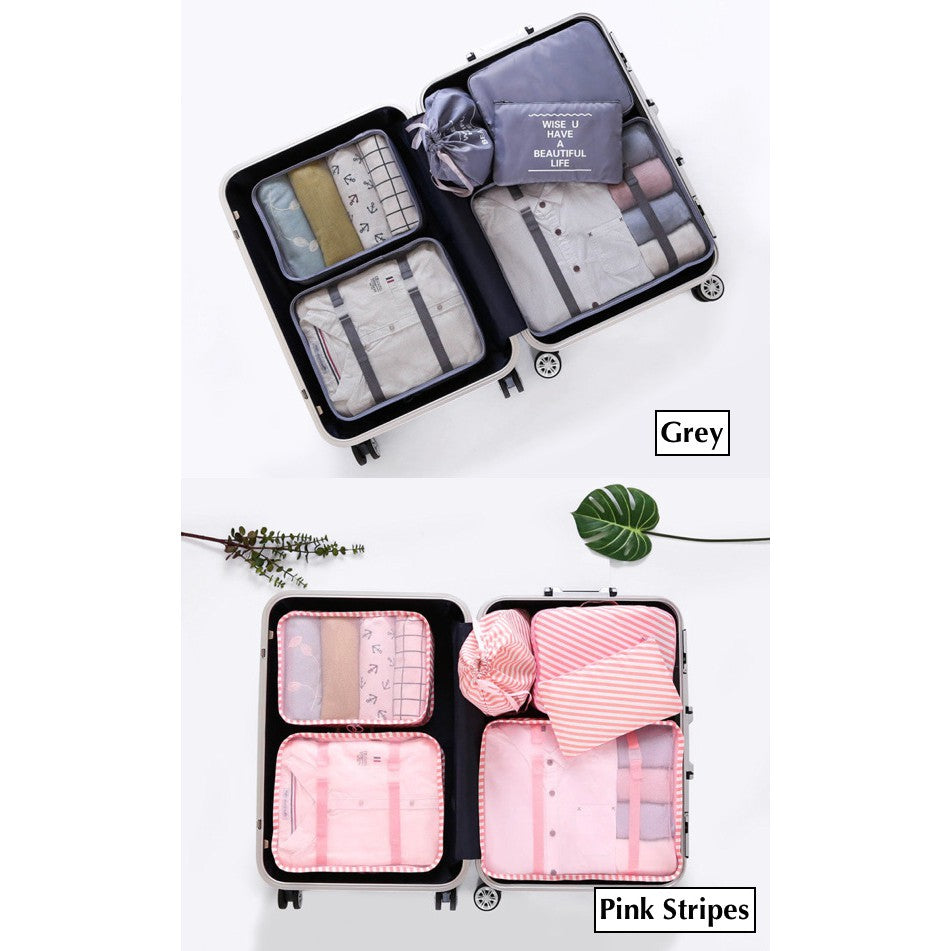 6 / 7Pcs Waterproof Luggage Organiser Travel Pouch with Belt