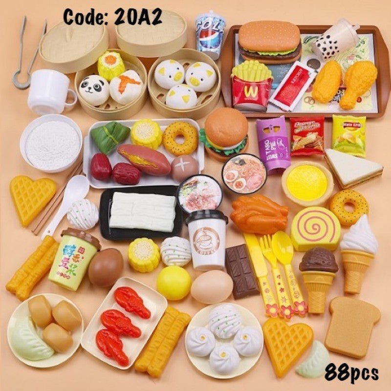 Kids 56pcs Pretend Play Breakfast Food Set 88pcs Children Toys