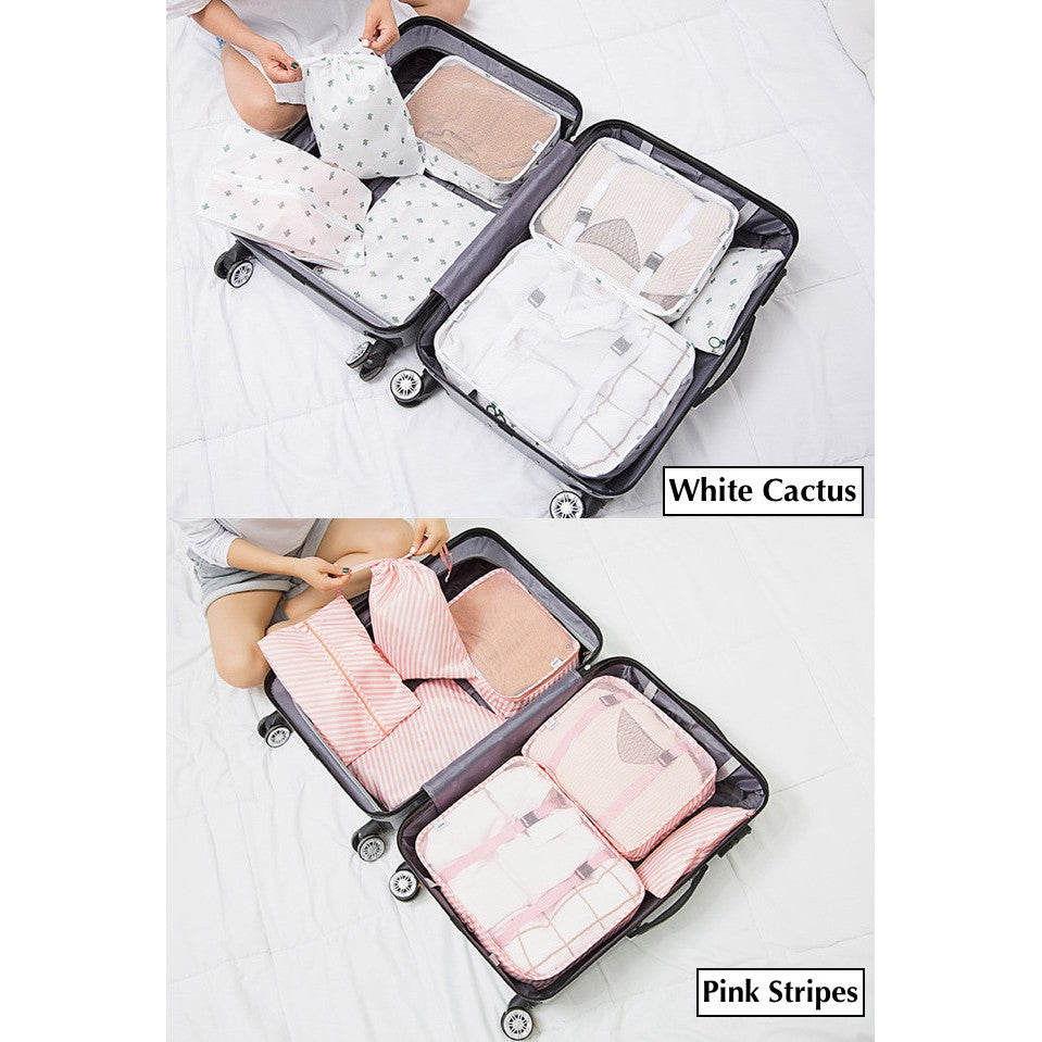 6 / 7Pcs Waterproof Luggage Organiser Travel Pouch with Belt