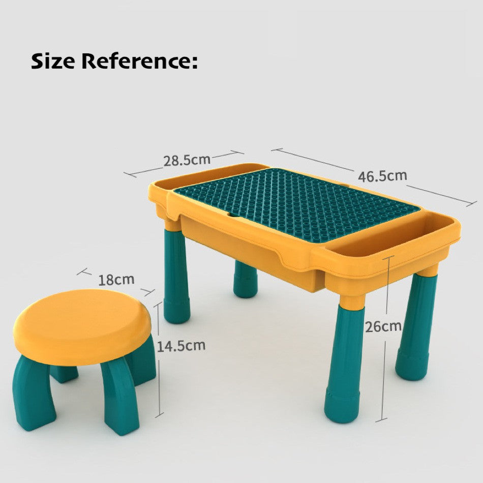 Convertible Kids Toy Blocks Table and Chair Set Nano and Big Block Bricks Toys