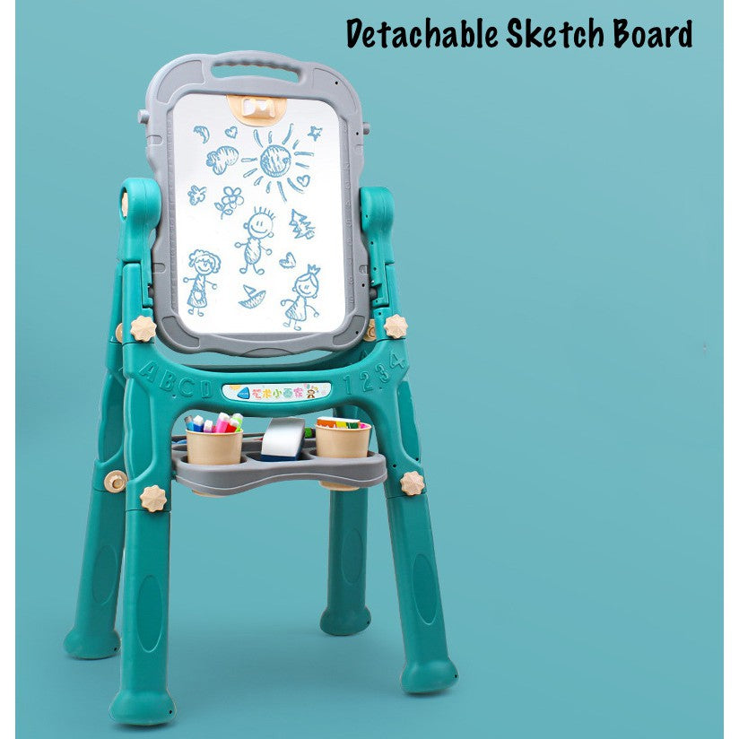 Children Multifunction Easel Drawing Board Adjustable Kids Blackboard and Whiteboard for Sketching