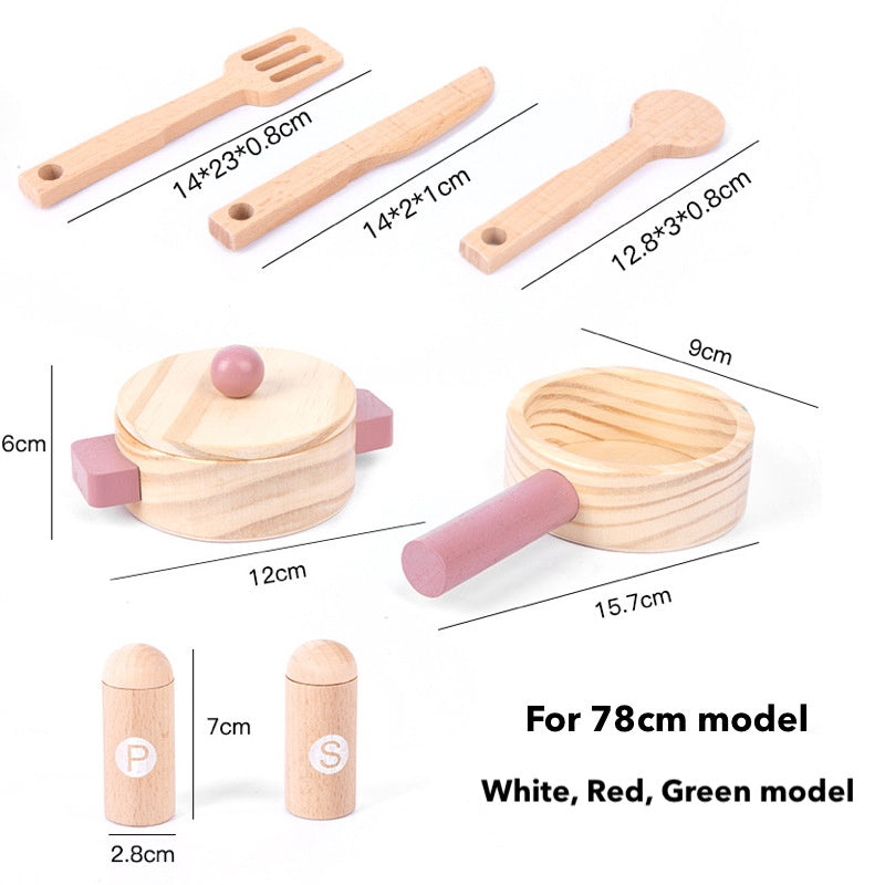 Kids Wooden Kitchen Cooking Pretend Play Toy Set