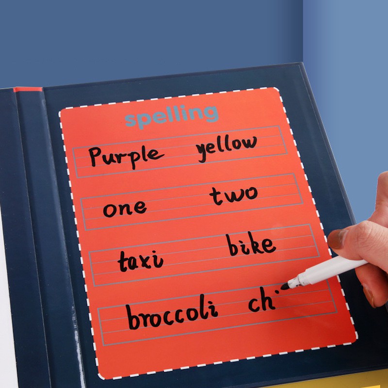 Kids Early Learning Spelling Book with Magnetic Marker Board for Alphabet Matching