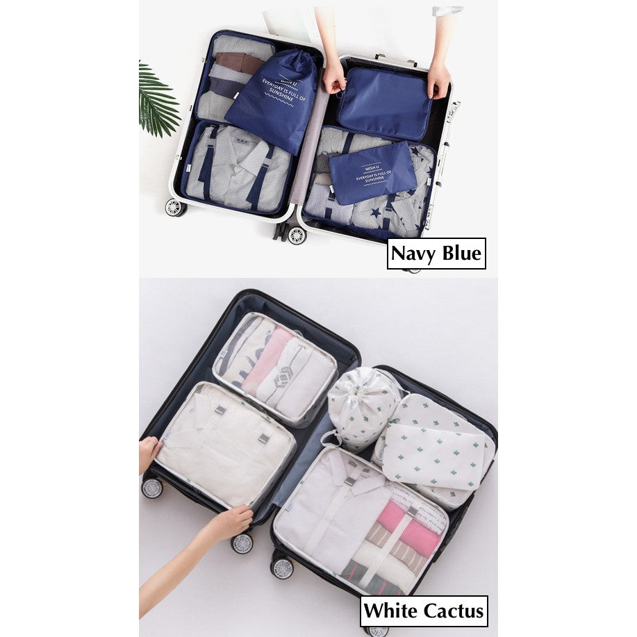 6 / 7Pcs Waterproof Luggage Organiser Travel Pouch with Belt