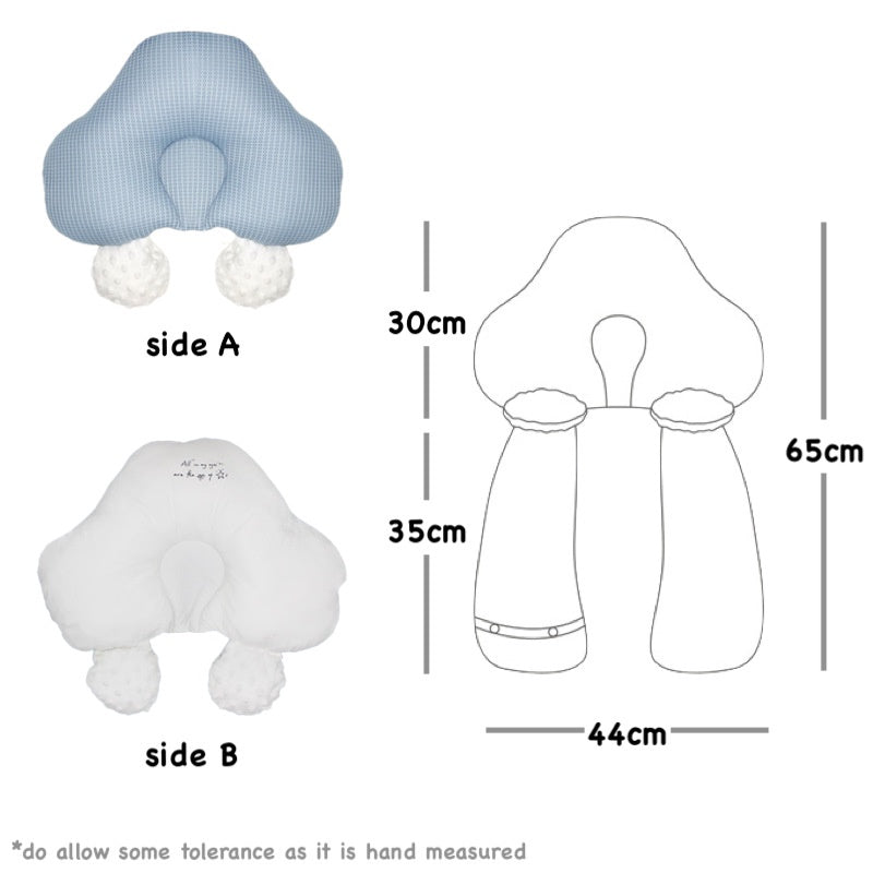 Baby Pillow with Bolster Soothing Minky Newborn 3D Flat Head Prevention