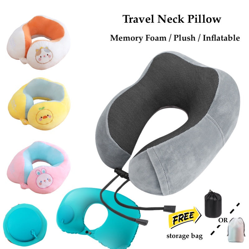 Travel Neck Pillow U Shape Memory Foam Headrest Inflatable Pillows