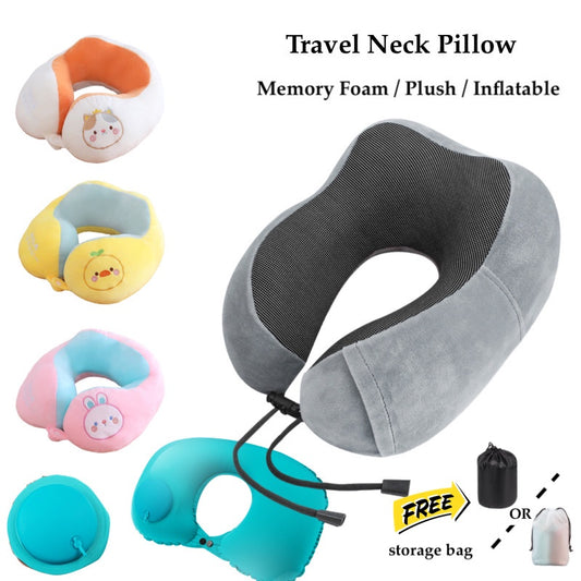 Travel Neck Pillow U Shape Memory Foam Headrest Inflatable Pillows