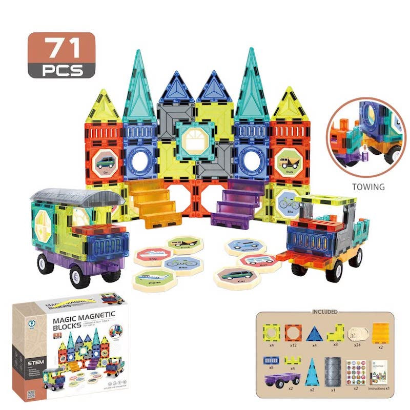 Kids 3D Magnetic Tiles Building Blocks Educational Stacking Magnet Toys