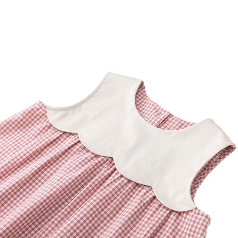 Girl Sleeveless Midi Dress Round Neck Ruffle Petite Dresses