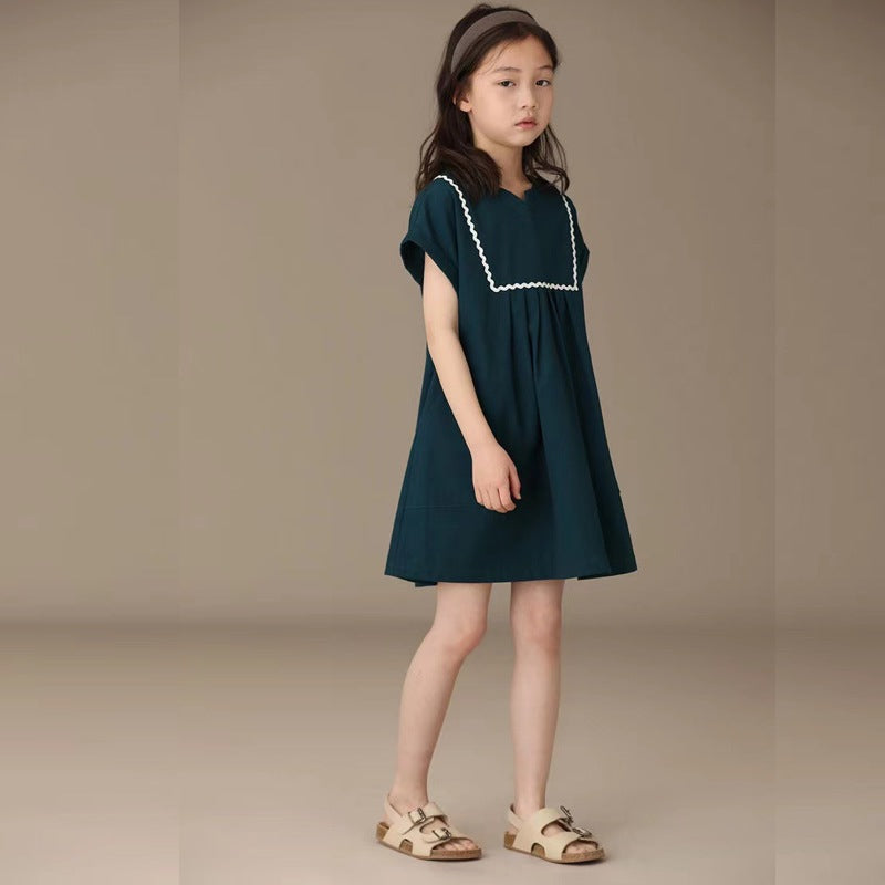 Girl Midi Vintage Summer Dress Batwing Sleeve Ruffle Dresses