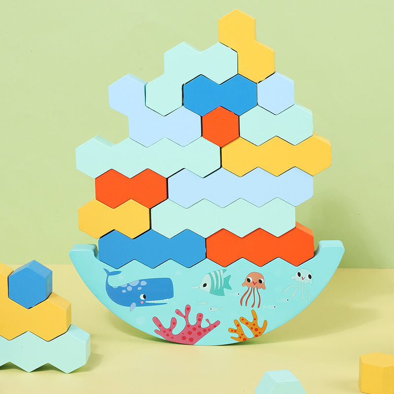Children Wooden Balance Stacking Toy Montessori Educational Blocks Toy