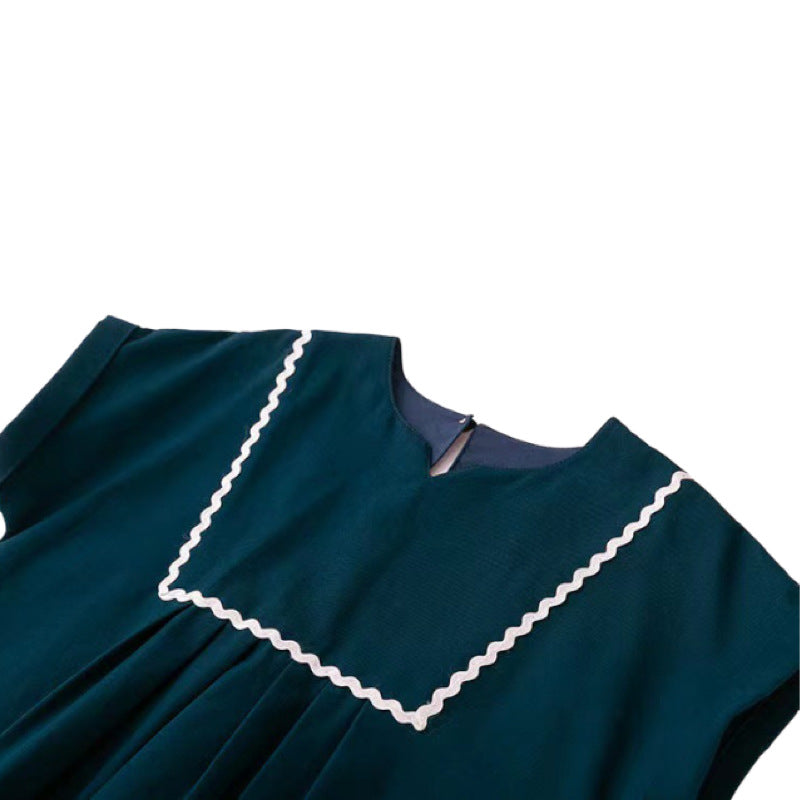 Girl Midi Vintage Summer Dress Batwing Sleeve Ruffle Dresses