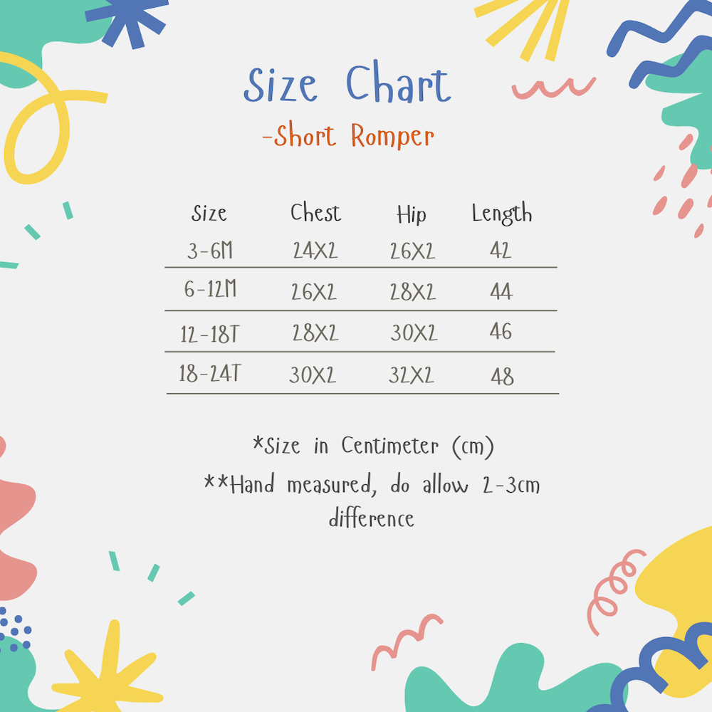 size chart for baby short romper gen1