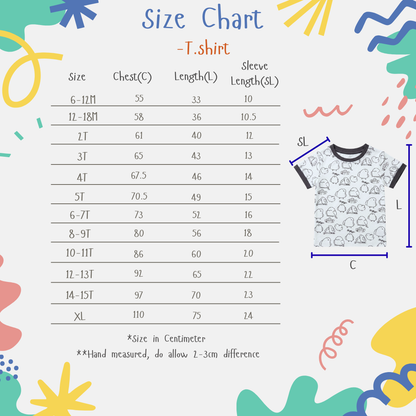 size chart for bamboo tshirt