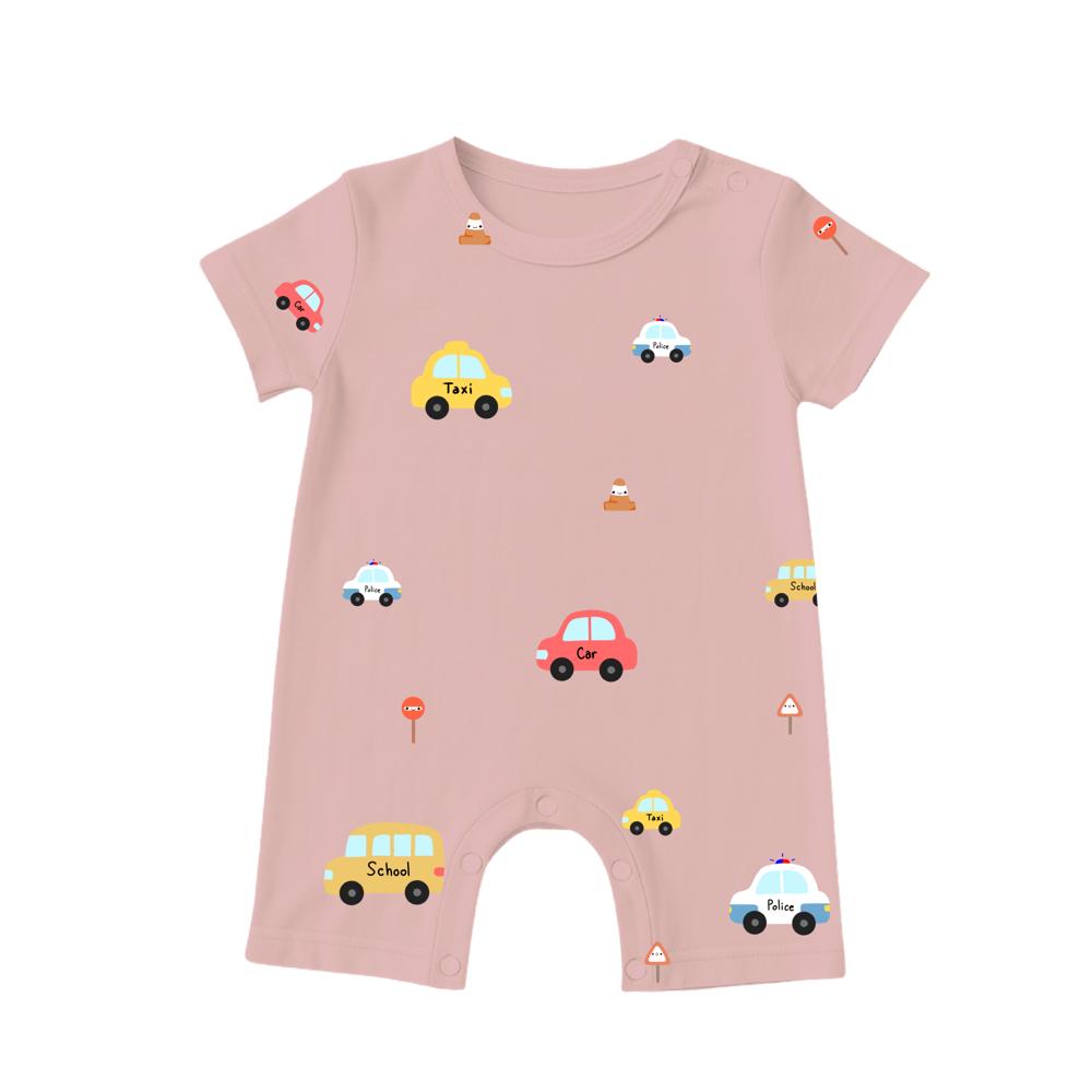 Baby Bamboo Short Rompers - Vehicle Pals | Eczema Friendly and Cooling