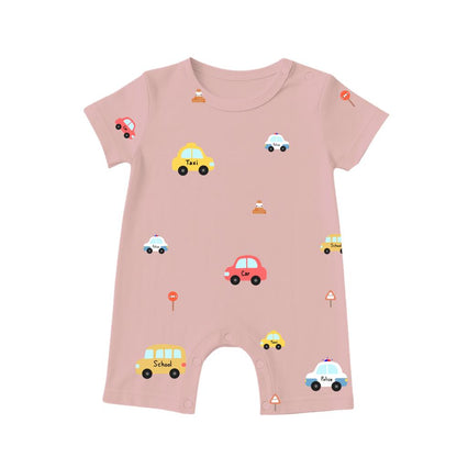 Baby Bamboo Short Rompers - Vehicle Pals | Eczema Friendly and Cooling