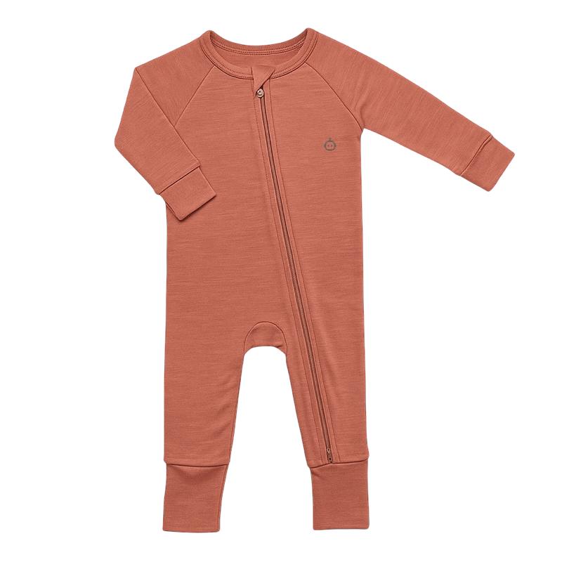 Baby Bamboo Zipper Bodysuit Onesie Romper with Flippable Mitten Botties
