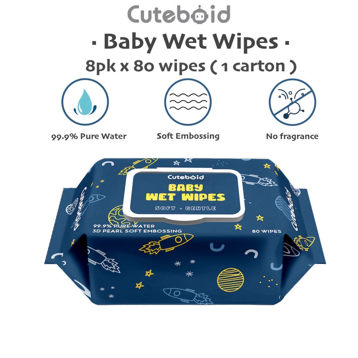 Cuteboid Baby Wet Wipes 99.9% Pure Water 80pcs Thick and Moist Wet Tissue