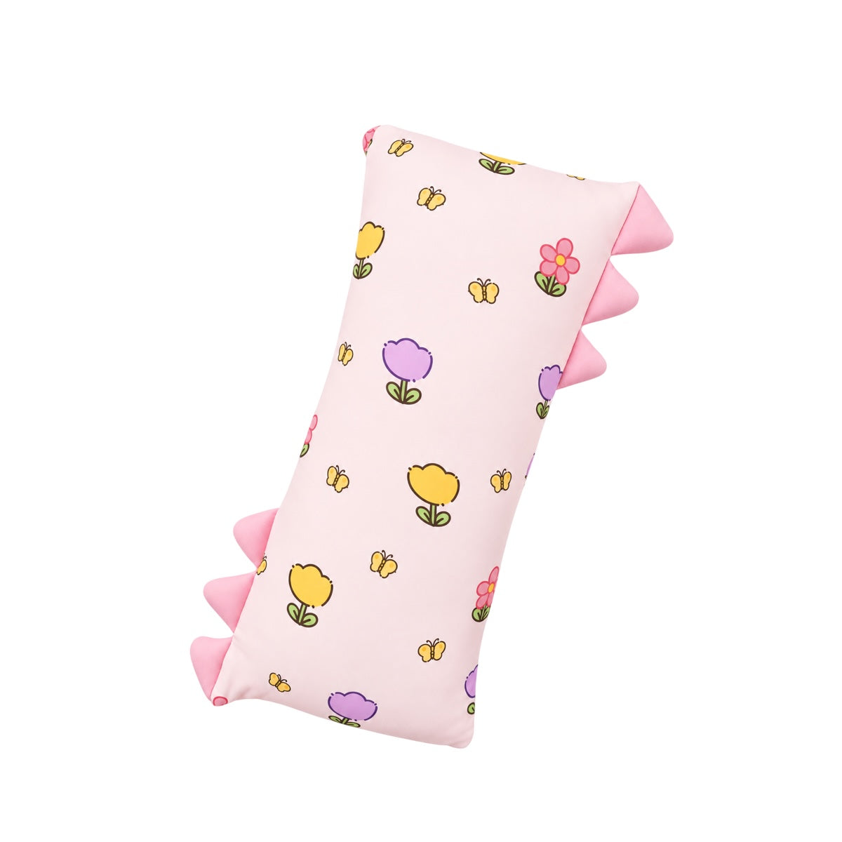 soft hugging bamboo pillow for baby, cooling hypoallergenic material. With yellow, purple and pink flower, butterfly design on it