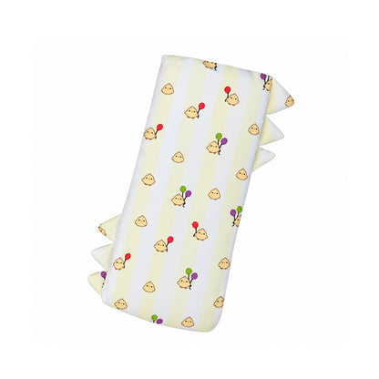 Cuteboid Ultra Soft Bamboo Hugging Pillow in Peeep & Pop pastel yellow striped print featuring cheerful little chicks with colorful balloons and plush side flaps