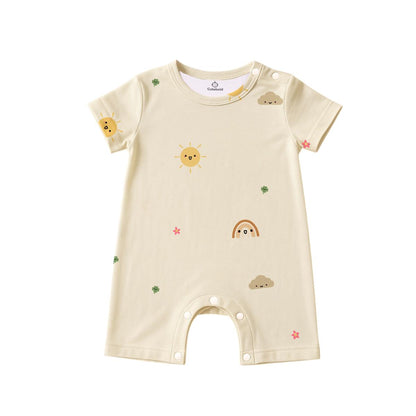 Baby Bamboo Short Rompers Newborn Toddler Soft Comfortable Buttoned Bodysuit