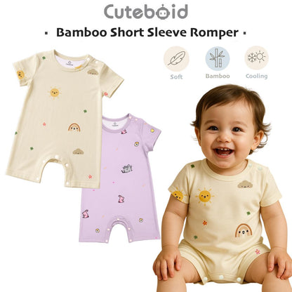 Baby Bamboo Short Rompers Newborn Toddler Soft Comfortable Buttoned Bodysuit