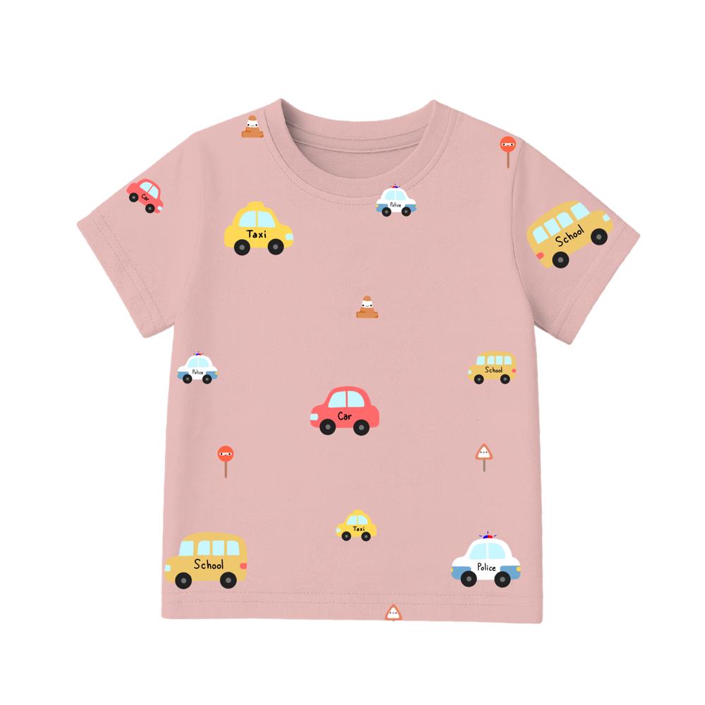dusty pink bamboo tops with vehicle design, suitable for sensitive skin