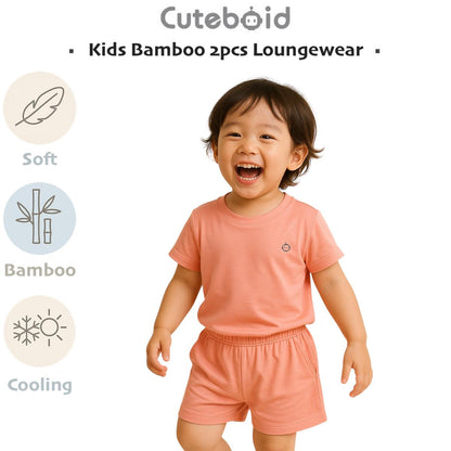 Kids Bamboo Loungewear Children Short Sleeve and Pants Comfortable Casual Wear Set