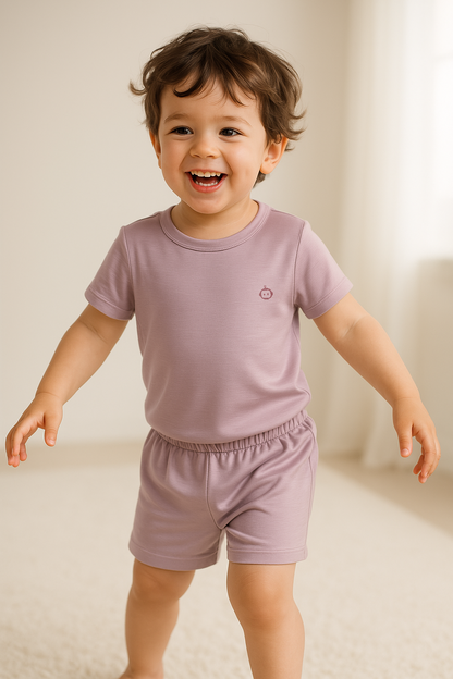 Kids Bamboo Loungewear Children Short Sleeve and Pants Comfortable Casual Wear Set