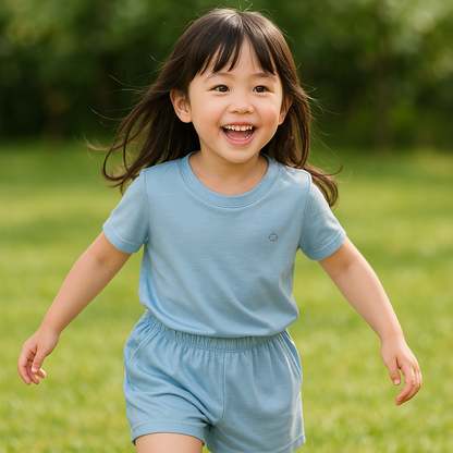 Kids Bamboo Loungewear Children Short Sleeve and Pants Comfortable Casual Wear Set