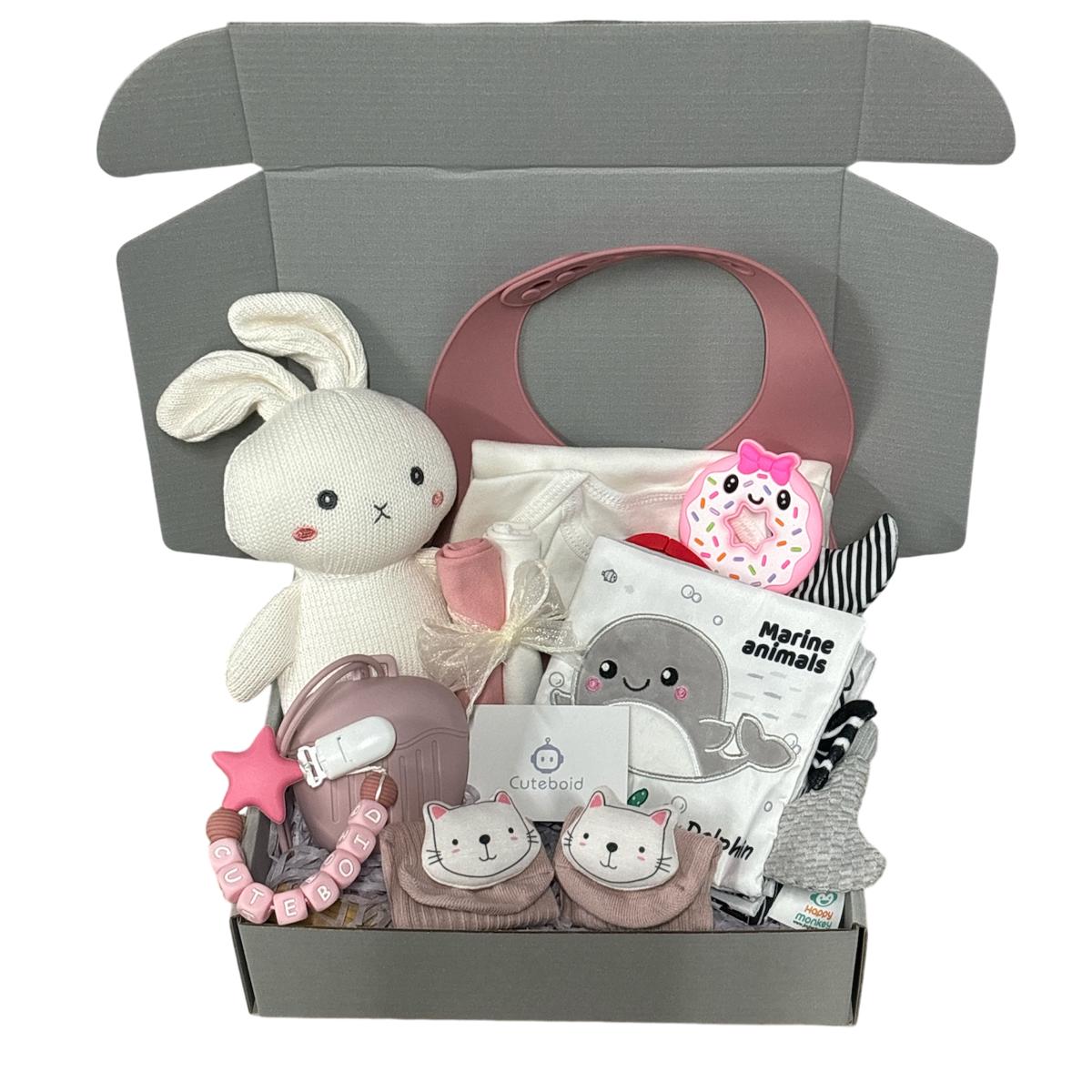 Glamorous Baby Shower Gift Set with Personalised Name Pacifier Strap