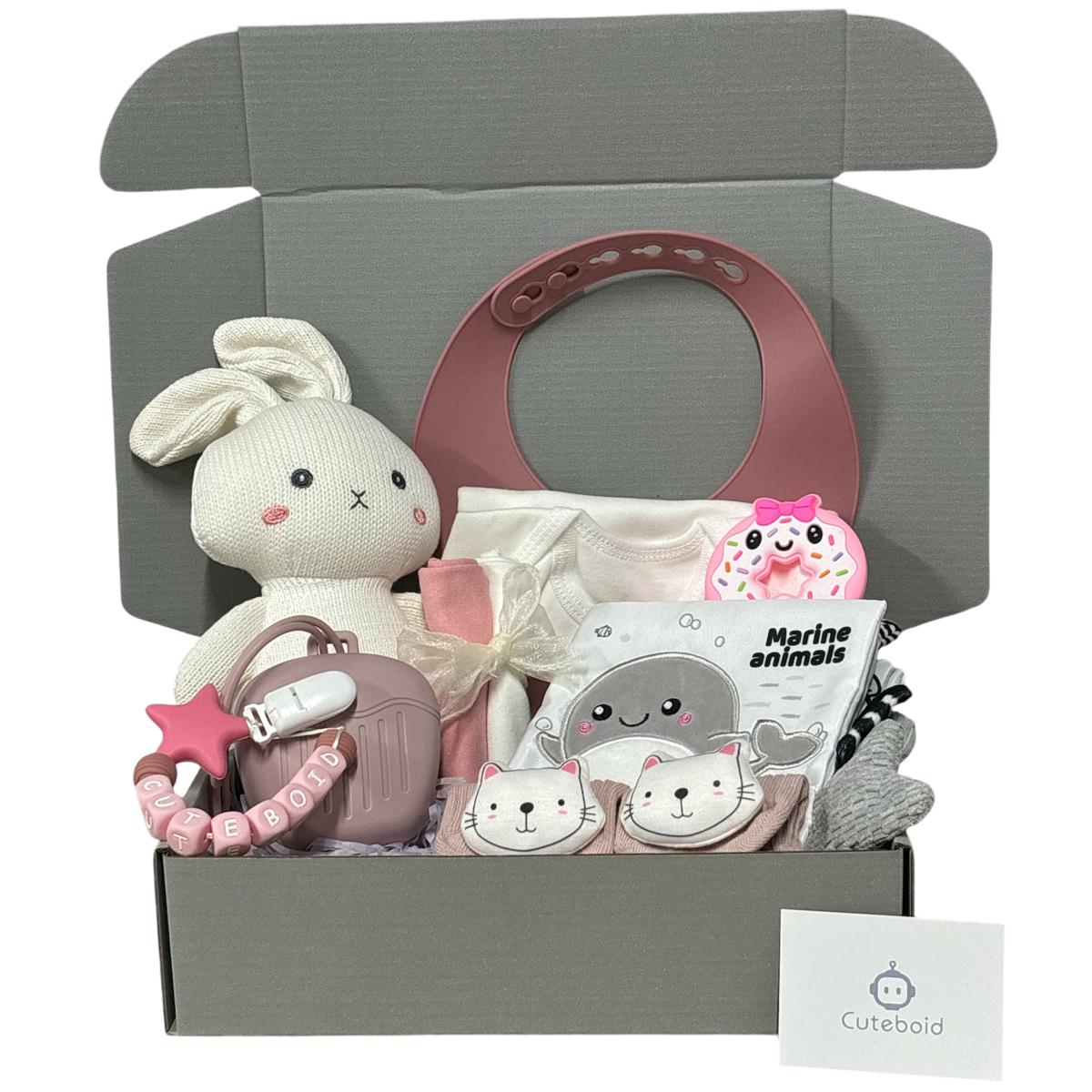 Glamorous Baby Shower Gift Set with Personalised Name Pacifier Strap