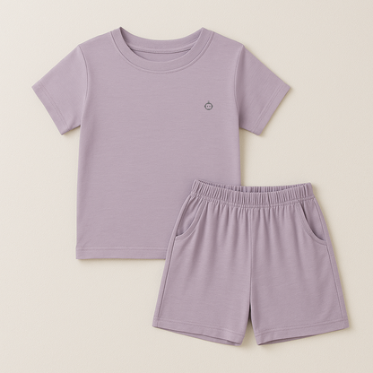 Kids Bamboo Loungewear Children Short Sleeve and Pants Comfortable Casual Wear Set